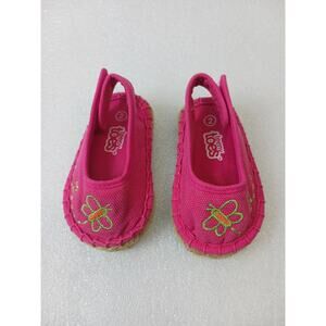Teeny Toes Pink Canvas Butterfly Baby Sandals l Size: 2